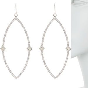 Cristabelle NWT Silver-tone Plate Navetted Crystal drop earrings
